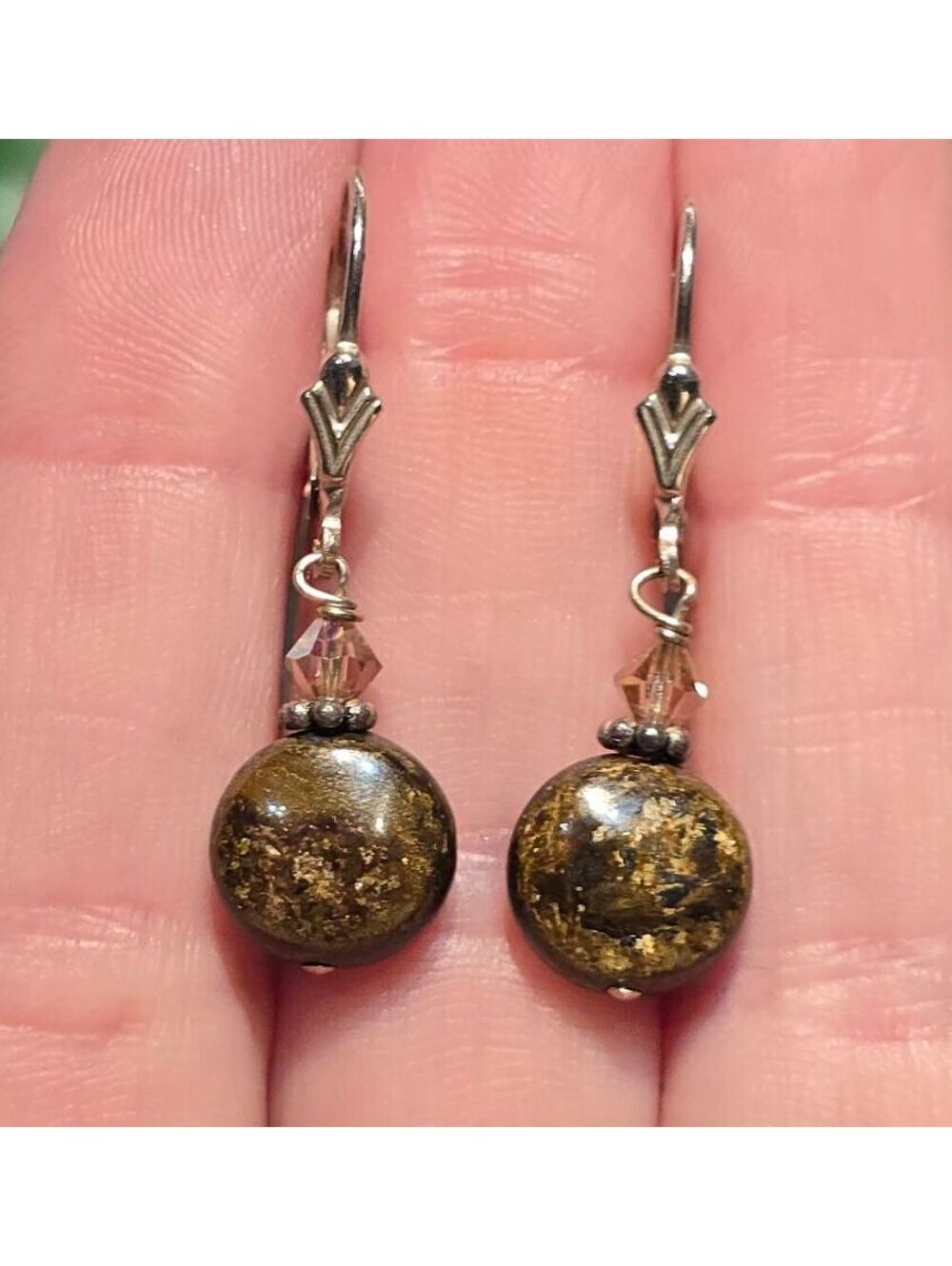 Tiger Skin Tiger Eye Sterling Earrings